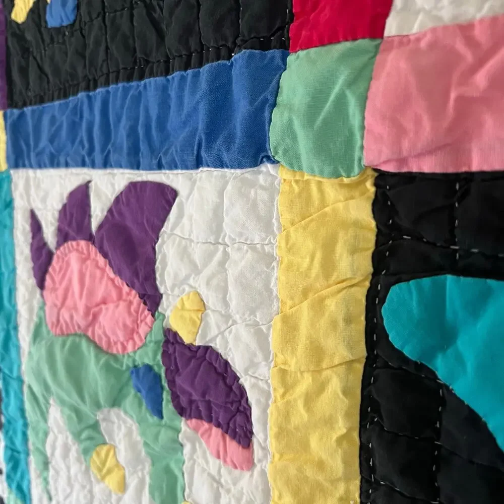 Vintage Dinosaur Baby Quilt Blanket Cotton Patchwork Nursery Wall Hanging 46x34